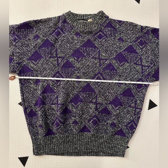 Vintage Grey and Purple Deco Knit Sweater - Picture 8 of 10